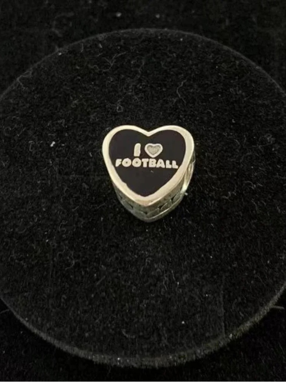 Pandora Black Heart 'I ♥ Football' Charm Bead